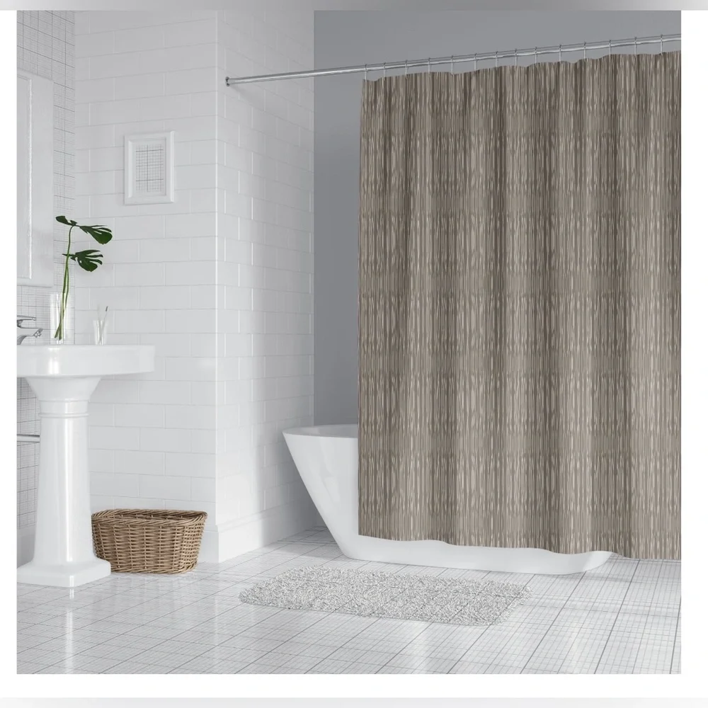 Mainstays Neutral Twist Printed Fabric 72” x 72” Shower Curtain